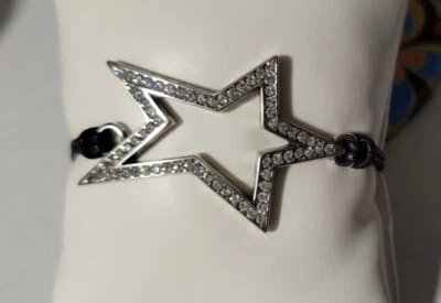 Brazalete Brighton STARRY NIGHT UBER STAR 2 hebras cordón negro plata cristal nuevo con etiquetas Foto 1 de 4