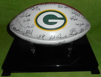 Vintage 1995 Green Bay Packers FACSIMILE Signed Wilson Team Football NFL w/Stand - Image 1 of 4