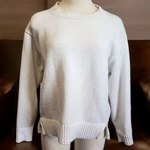 Everlane Sweater Woman's M White Ribbed Crewneck Chunky Warm Casual Pullover - Picture 1 of 11