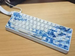 Blue & White Porcelain Side Engraved Keyboard Cap Translucent PBT Keyboard Cap - Picture 1 of 7