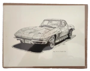 Stampa artistica Corvette Sting Ray Coupe 1966 di D. McCrary firmata 1993 12x9” classica - Foto 1 di 4
