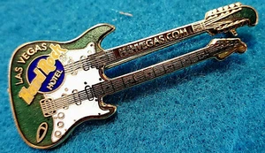 LAS VEGAS HOTEL GREEN DOUBLE NECK GUITAR .COM 4TH IN SERIES Hard Rock Cafe PIN - Picture 1 of 1