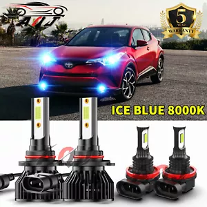 For Toyota C-HR/CHR/CH-R 2018 2019- blue LED Headlight Bulb Fog Light 9012+H11 - Picture 1 of 19