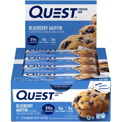 12 Bars Quest Protein Bar BREAKFAST Blueberry Muffin Flavored Quest Protein Bars - Image 1 of 4