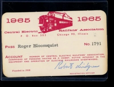 1965 Central Electric Railfans' Association Membership Card - Image 1 of 2