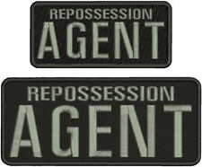 REPOSSESSION AGENT EMB PATCH 4X10 & 3X7 HOOK ON BACK BLK/gray