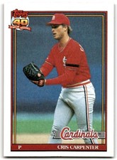 1991 Topps Baseball Card Cris Carpenter St. Louis Cardinals #518