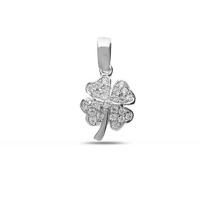 Kleeblatt Anhänger aus 18k Weißgold mit Zirkonia - Bild 1 von 1