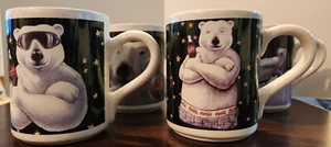 Lot of 4: Vintage Coca Cola Polar Bear Cup Mug By Gibson 1996 Coke Christmas - Picture 1 of 6