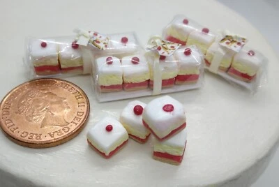Dolls house 4 Miniature Bakewell square cake gift box 1/12 handmade - Image 1 of 4