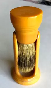SPAZZOLA DA BARBA BUTTERSCOTCH BACHELITE (TESTATA) CON SUPPORTO MADE RITE USA PURE BADGER - Foto 1 di 6