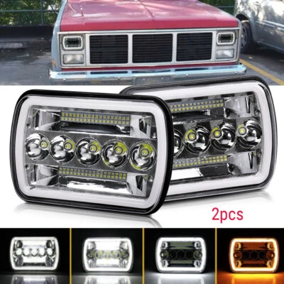 Fit GMC C1500 C2500 C3500 79-86 2pcs 7x6" LED Headlights Hi-Lo DRL Turn Signal - Image 1 of 4