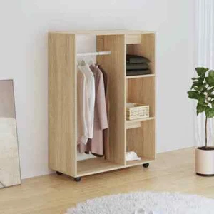 Kleiderschrank Sonoma-Eiche Holzwerkstoff mit Rollen Garderobenschrank vidaXL - Bild 1 von 10