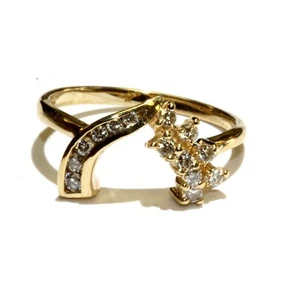 14k yellow gold .30ct SI2 H diamond bridal jacket wedding band 2.7g size 7.75 - Picture 1 of 6