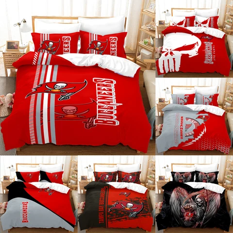 Tampa Bay Buccaneers Bedding Sets 3 Pieces Cotton Blend Duvet Cover Pillowcase Cover
