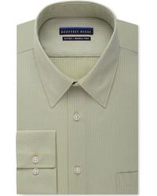 $90 Geoffrey Beene Men Fitted Beige Wrinkle-Free Casual Dress Shirt 14.5 32/33 S - Image 1 of 4