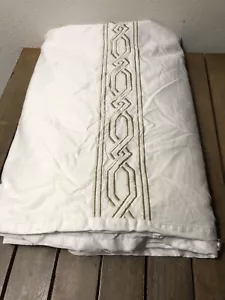 Lands' End Home Embroidered Duvet Cover Ivory /Beige Queen Size 86x94” EUC - Picture 1 of 12