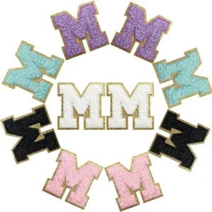 10PCS Self Adhesive Chenille Letter Patches Colorful Iron on Letter Glitter P... - Picture 1 of 6
