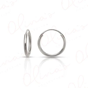 14k White Gold Lightweight Endless Hoop Earrings (10-20x1.0mm) - Picture 1 of 38
