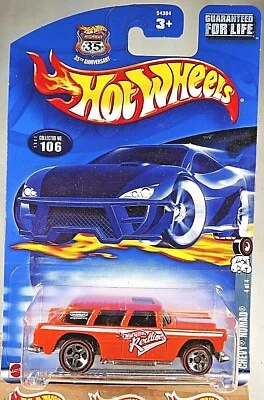 2002 Hot Wheels #106 Redline Series 4/4 CHEVY NOMAD Orange w/Red Line Chrome 5Sp - Image 1 of 4