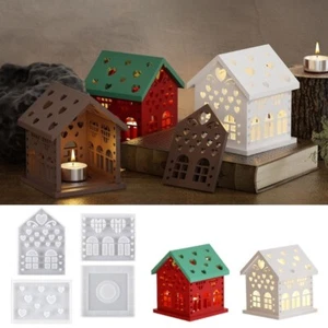 Heart House Holder Mold Candlestick Silicone Tealight Holder Resin Epoxy - Picture 1 of 10