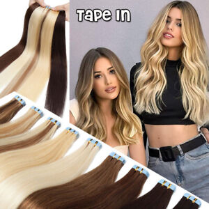100% Human Hair Extensions Tape In Extension Skin Weft Real Thick 20pcs US STOCK