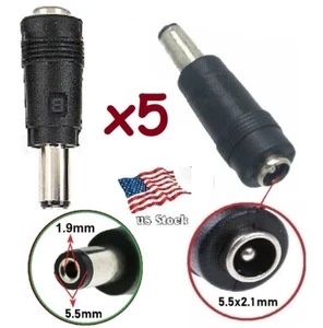 x5 DC Power 5.5x2.1mm Jack hembra a 5.5x1.9mm macho enchufe adaptador convertidores (B) - Imagen 1 de 6