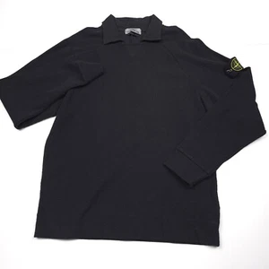 $420 Stone Island Black Polo Collar Sweatshirt w/ Badge Mens Size Small - Picture 1 of 11