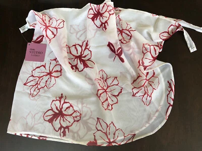 New LA PERLA Size 44/ US 8 Floral Sarong Swim Cover-up Skirt Red White Swimwear - Image 1 of 4