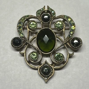 Vintage Strass Anstecknadel Brosche Smaragdgrün gebraucht (Aufbewahrung D) - Bild 1 von 3