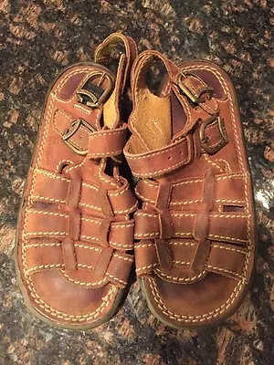 Dr. Martens  Boys Sandals Shoes 6447 Size 12 Brown Buckle Strap Leather - Image 1 of 4