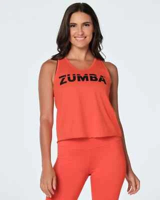 Zumba ZW Party 宽松作物背心 - 雪利红(橙色) ~ XS S M L XL ~ 免费送货 — 第 1/2 张图片