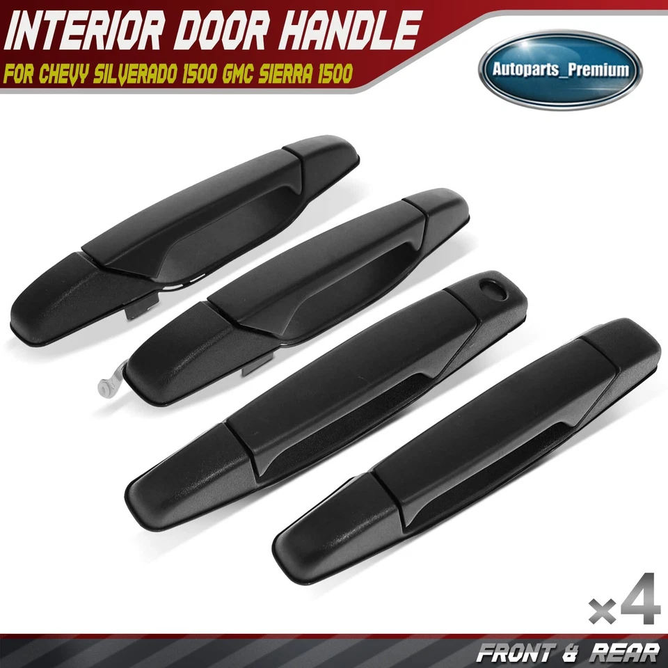 Manija de puerta exterior de metal mejorada 4 piezas para Chevrolet Silverado delantera y trasera Foto 1 de 4