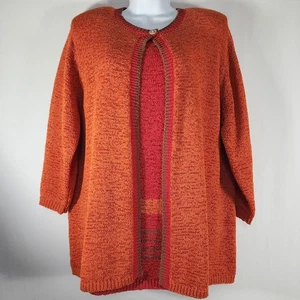 Conjunto Suéter Mujer Marisa Christina Talla XL Naranja Rojo Cárdigan con Concha Manga 3/4 - Imagen 1 de 18