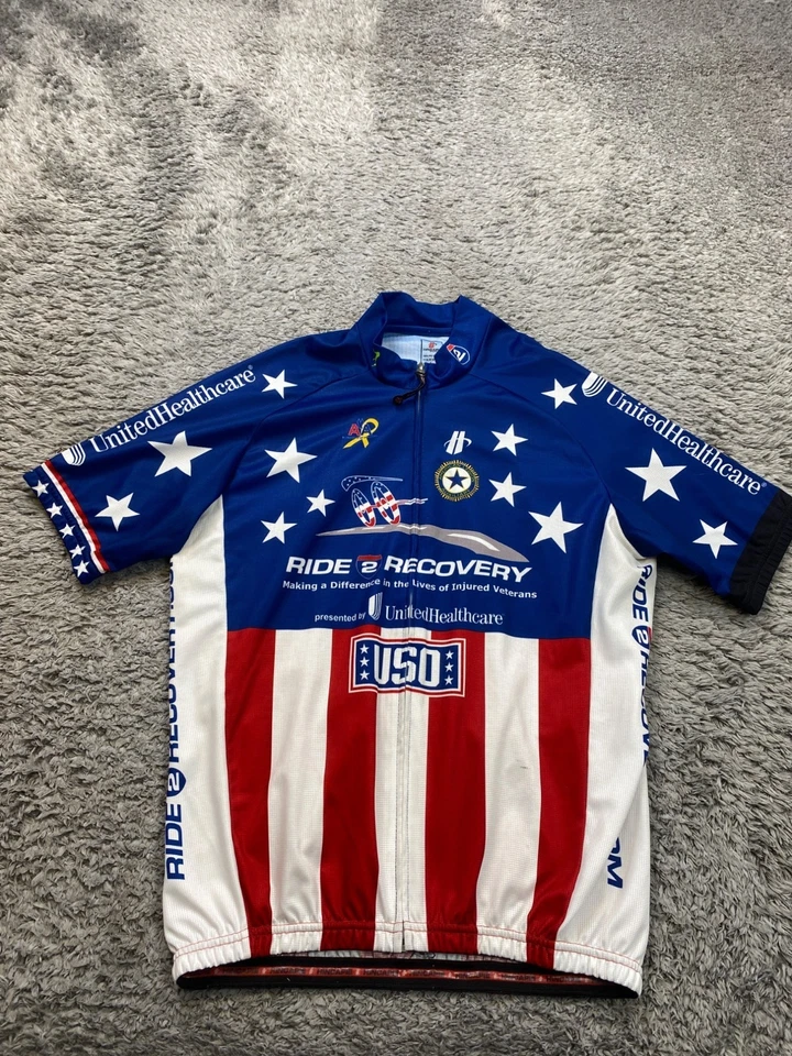 Camiseta deportiva de ciclismo Hincapie para hombre grande bandera americana AOP patriótica USO veteranos motociclista Foto 1 de 4