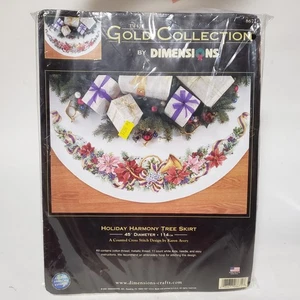Dimensions Gold Holiday Harmony Tree Skirt 8671 Counted Cross Stitch Karen Avery - Picture 1 of 6