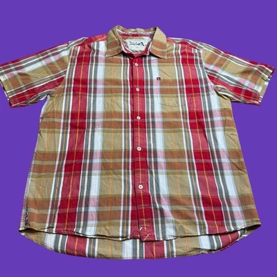 Quiksilver Shirt Mens XL Red Plaid Button Down Logo Outdoors Y2K Surf Casual - Image 1 of 4