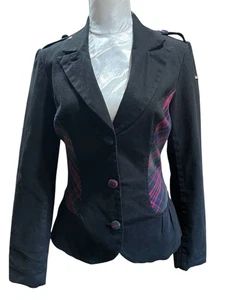 Chaqueta de Tartán Luxurie By lrg Talla M Estilo Militar 3 Botones Dobladillo Peplum Punk Grunge - Imagen 1 de 16