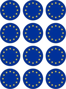 12 Stück Aufkleber EU Flagge Rund 4 cm | Europa | Europäische - Picture 1 of 1