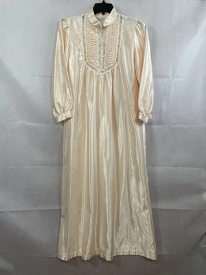 Camisón Vintage Vanity Fair Melocotón Satinado Modesto Talla M Borde de Encaje Romántico Foto 1 de 4