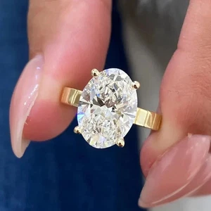 4.00Ct Oval-Cut VS1 Lab Grown Diamond Solitaire Wedding Ring 14k Yellow Gold - Picture 1 of 9