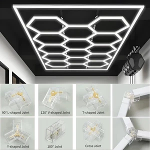 Geometric Hexagon Ceiling LED Strip Lights Custom Garage Bar Ceilings Light - Picture 1 of 30