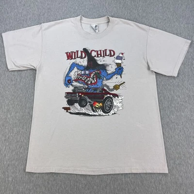 Camiseta De Colección Ed Big Daddy Roth Wild Child L Gris Claro Hot Rod R.F. Y2K 2004 Foto 1 de 4