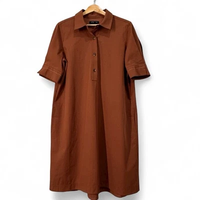 Lafayette 148 Trapeze Shirt Dress Medium Below Knee Cotton Poplin Pockets - Image 1 of 4