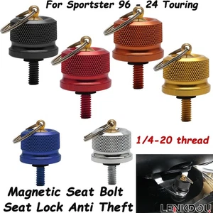 Magnetic Anti Theft & Knurled Seat Bolts for Harley Touring Sportster Wide Glide - Picture 1 of 20