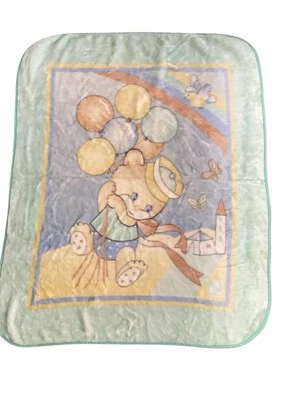 "Manta polar para bebé vintage Novatex Bear sosteniendo globos 52""X 41""" Foto 1 de 4