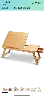 Bamboo Folding Laptop Stand Adjustable Angle Bed Breakfast Tray Table Macbook PC - Image 1 of 4