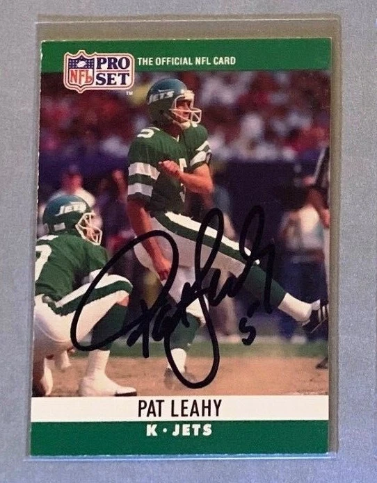 PAT LEAHY New York Jets 1990 Pro Set SIGNED / AUTOGRAPH Football Card - Image 1 of 1