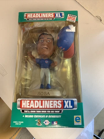 New VTG Rare 1999 Sammy Sosa LTD Edition Headliners XL Figure w/ COA Box 4 Cover
