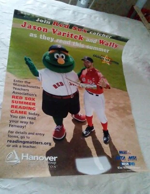 Reading Matters Poster Featuring Red Sox Former Catcher Jason Varitek & Wally! - Image 1 of 2